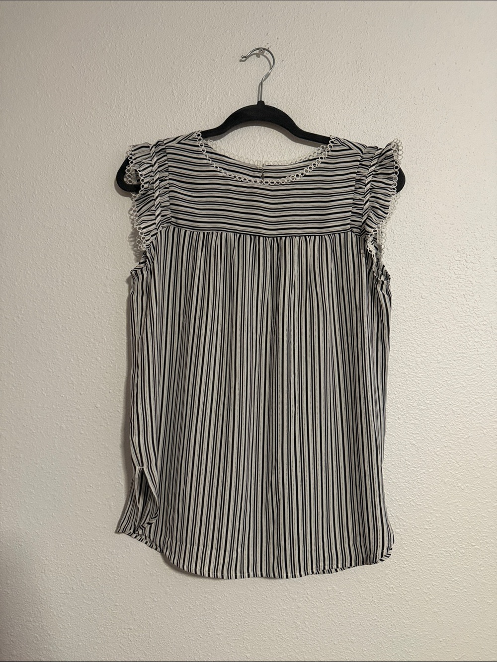 LOFT Striped Ruffle Sleeve Top - Picture 2 of 6